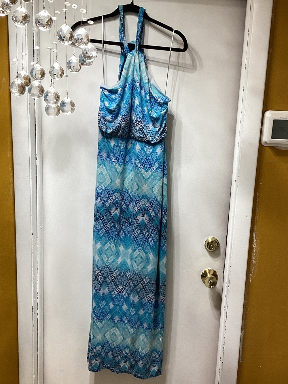 Cynthia Steffe Blue & Aqua Printed Halter Maxi Dress